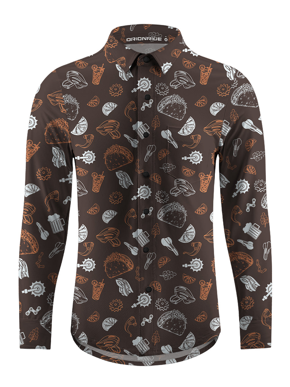 Orionride Food Party Men's Stretchy Breathable Long Sleeve Gravel Shirt
