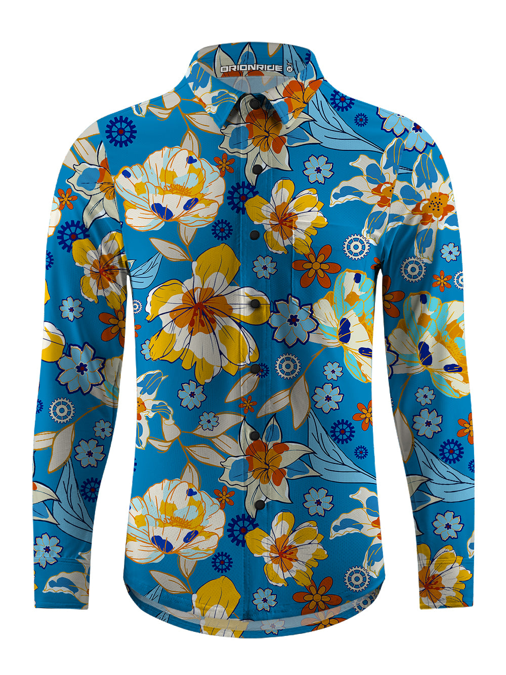 Orionride Budding Flowers Men's Stretchy Breathable Long Sleeve Gravel Shirt