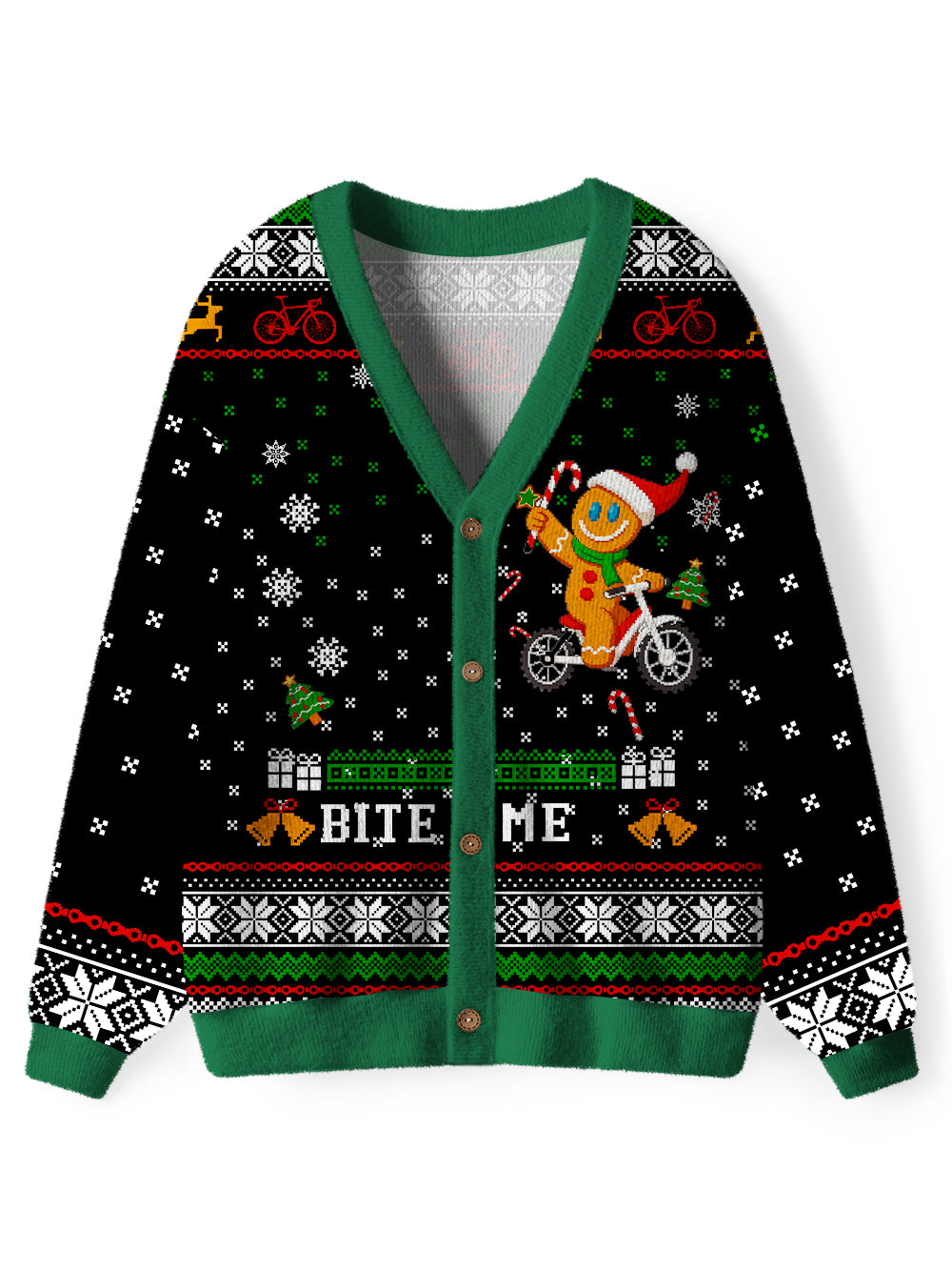 Orionride Happy Gingerbread Man Men's Cardigan Knit Sweaters
