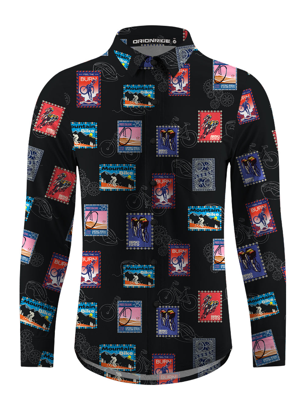 Orionride Stamp Collecting Men's Stretchy Breathable Long Sleeve Gravel Shirt