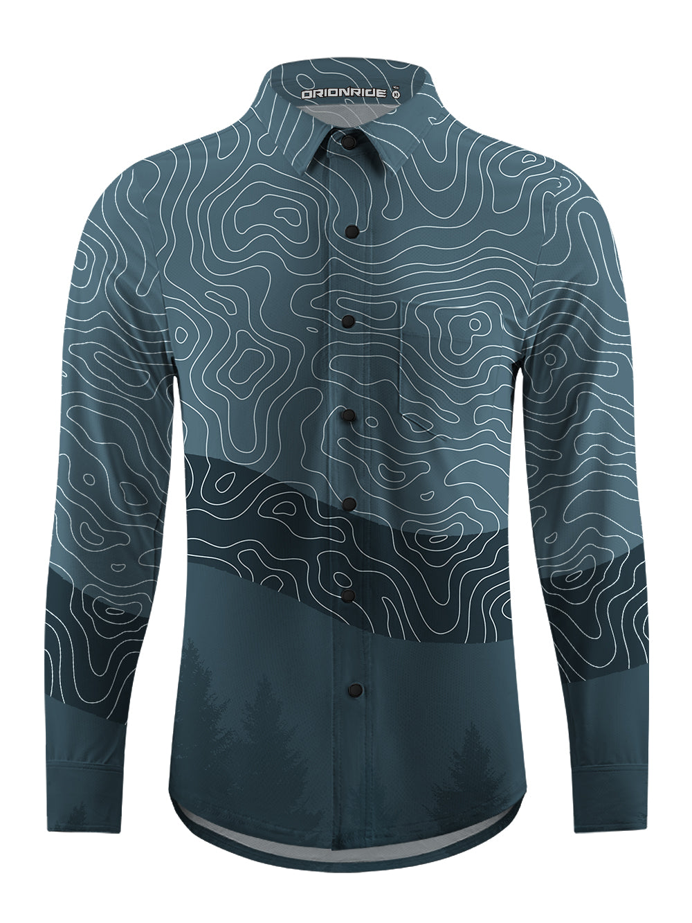 Orionride Challenging Contour Lines Men's Stretchy Breathable Long Sleeve Gravel Shirt