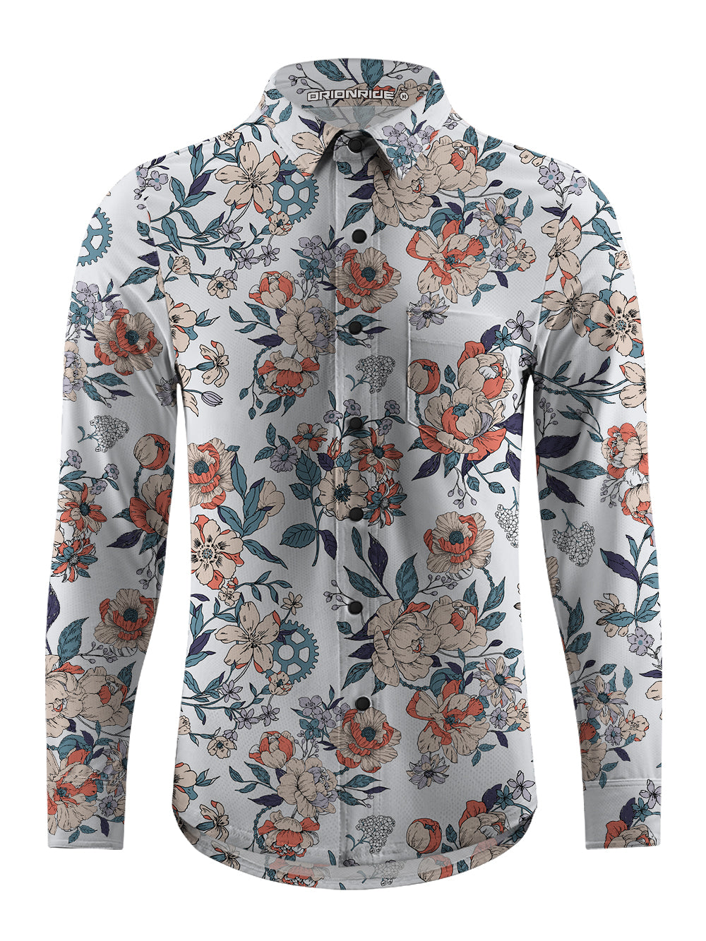 Orionride Buds Of Flowers Men's Stretchy Breathable Long Sleeve Gravel Shirt