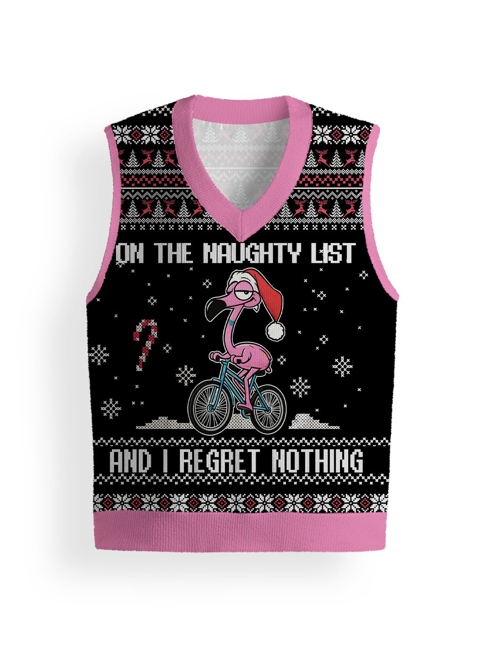 Orionride Flamingo Riding A Bicycle Sweater Vest