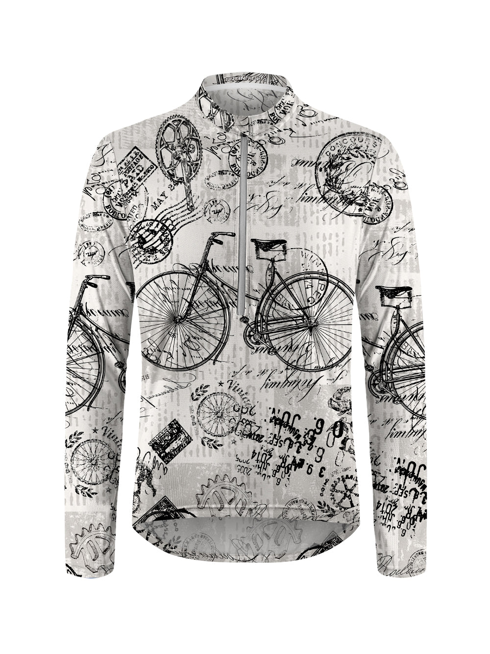 Orionride Nostalgic Bicycle Long Sleeve Half Zipper Mountain Bike Jersey