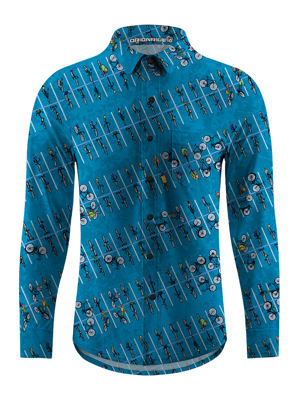 Orionride Bicycle Parking Lot Men's Stretchy Breathable Long Sleeve Gravel Shirt