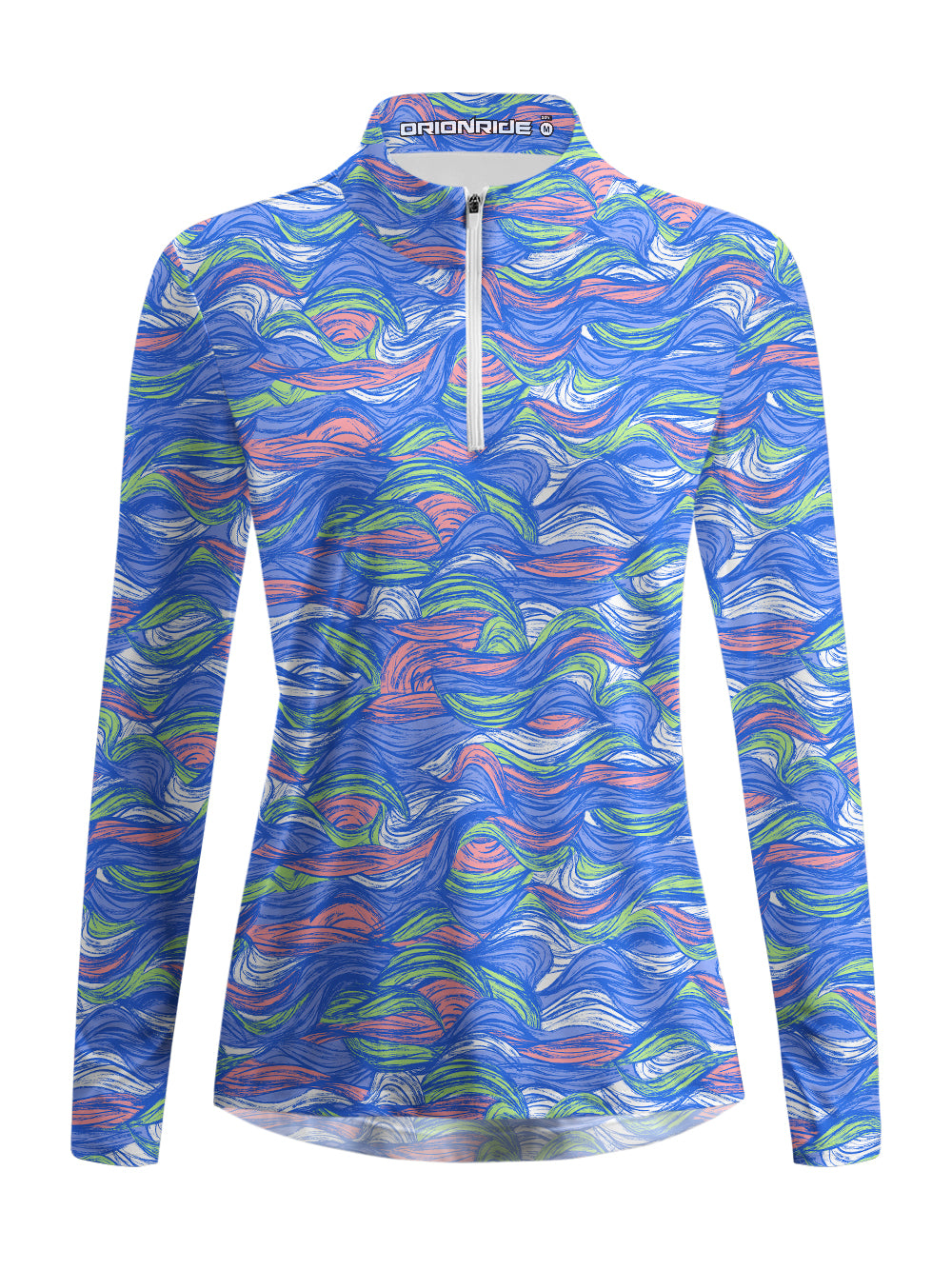 Orionride Hand-Painted Waves Women's Quarter Zipper Long Sleeve Jersey