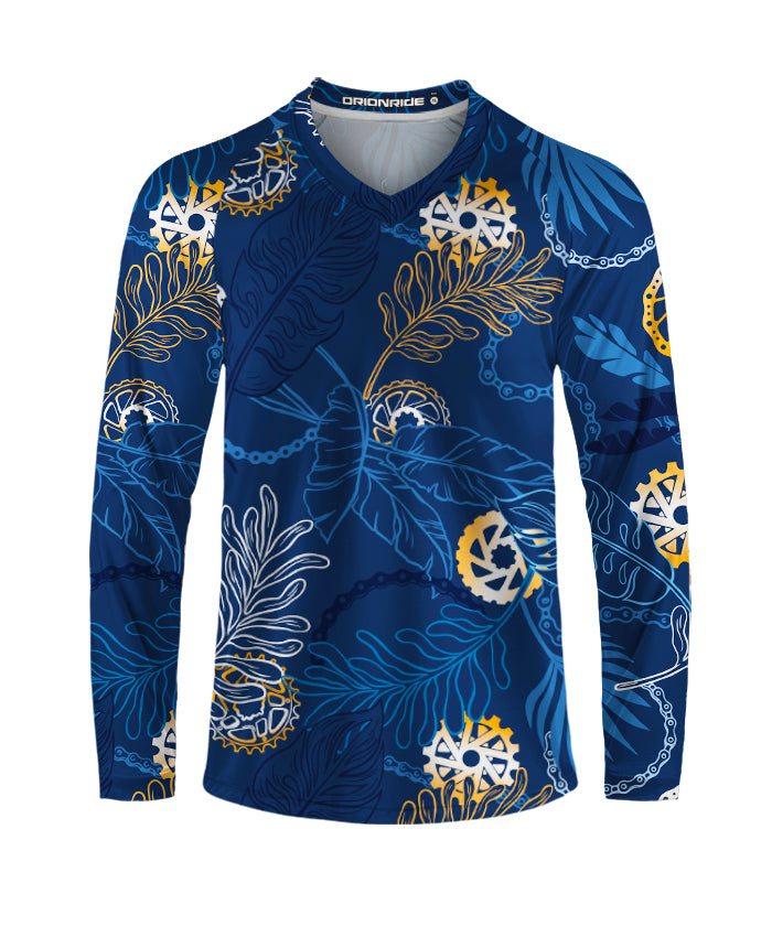 Orionride Watercolor Leaves Long Sleeve Downhill Jersey