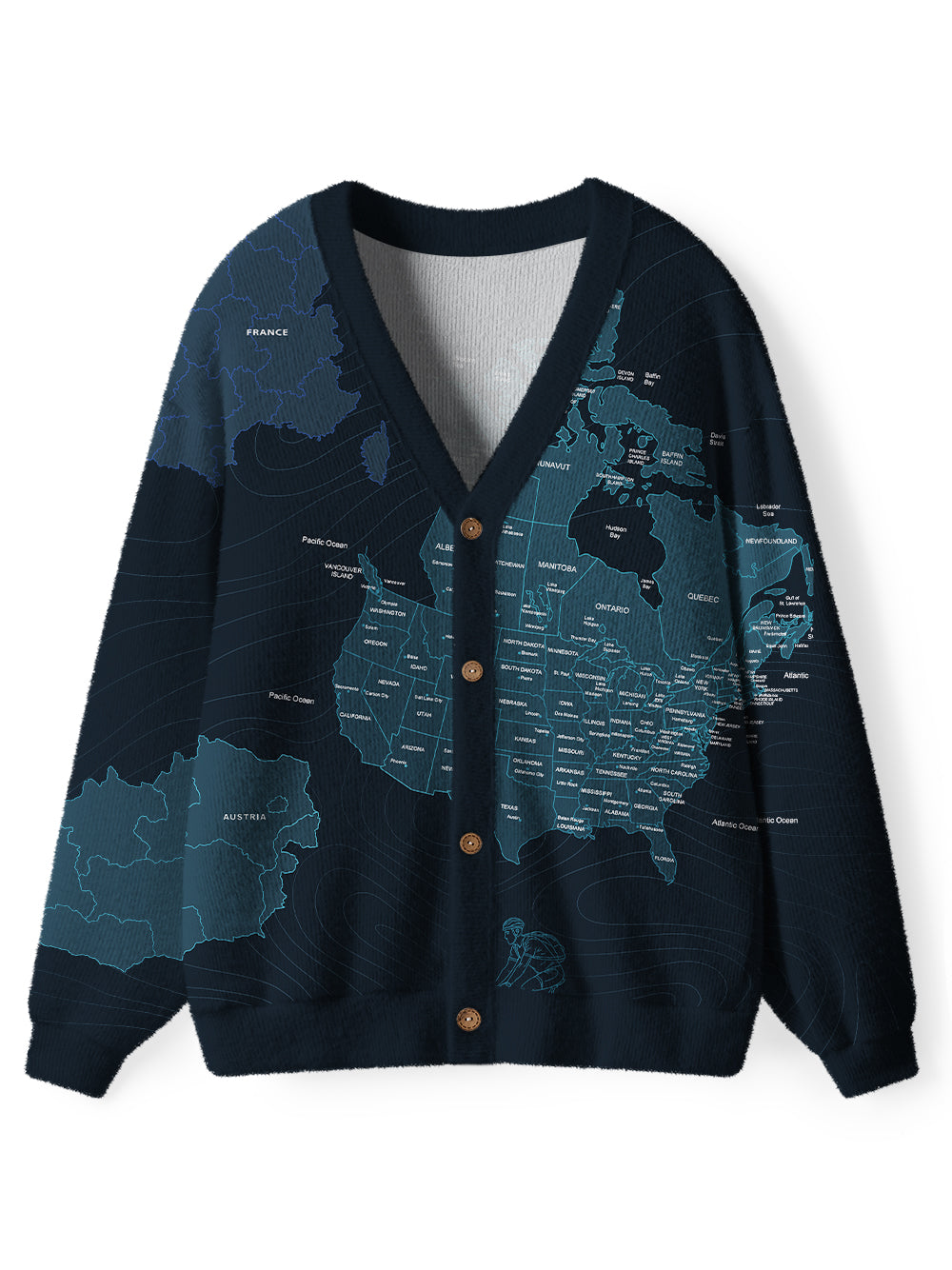 Orionride Travel Around The World Men's Cardigan Knit Sweaters