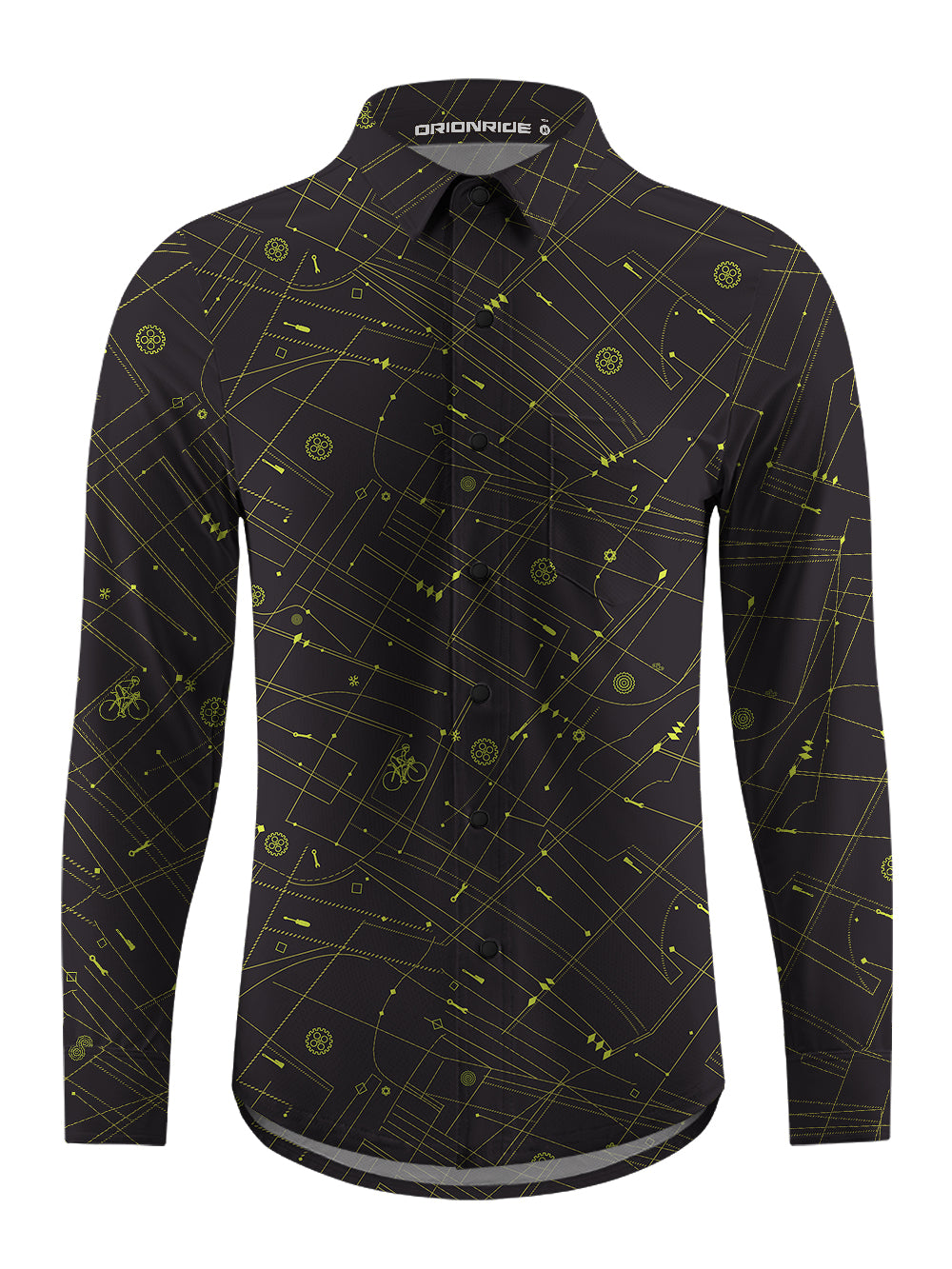Orionride Golden Lines Men's Stretchy Breathable Long Sleeve Gravel Shirt
