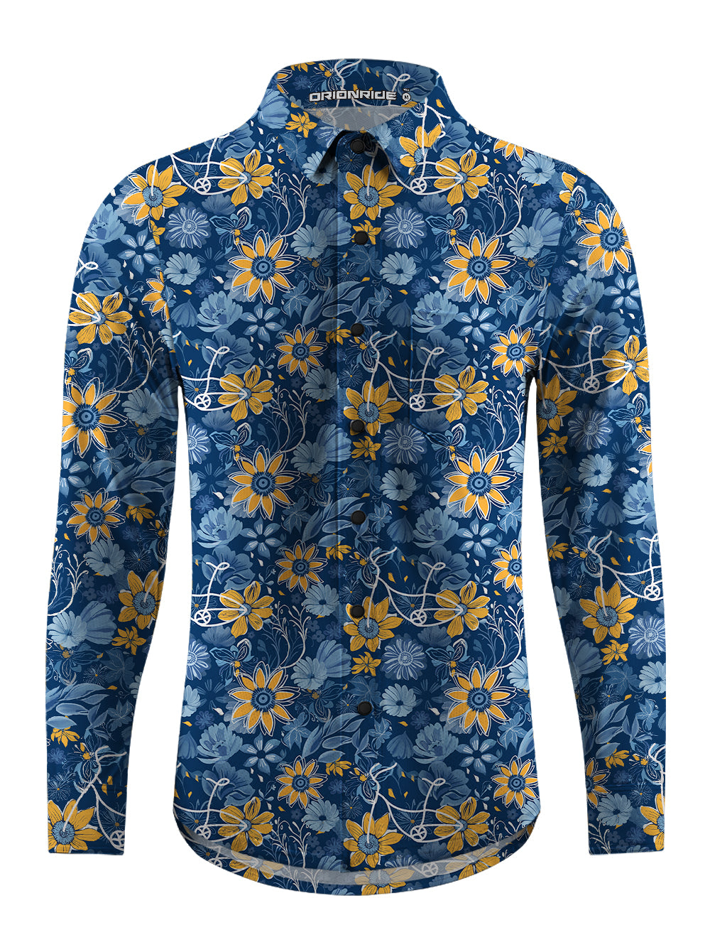 Orionride Flower Paradise Men's Stretchy Breathable Long Sleeve Gravel Shirt