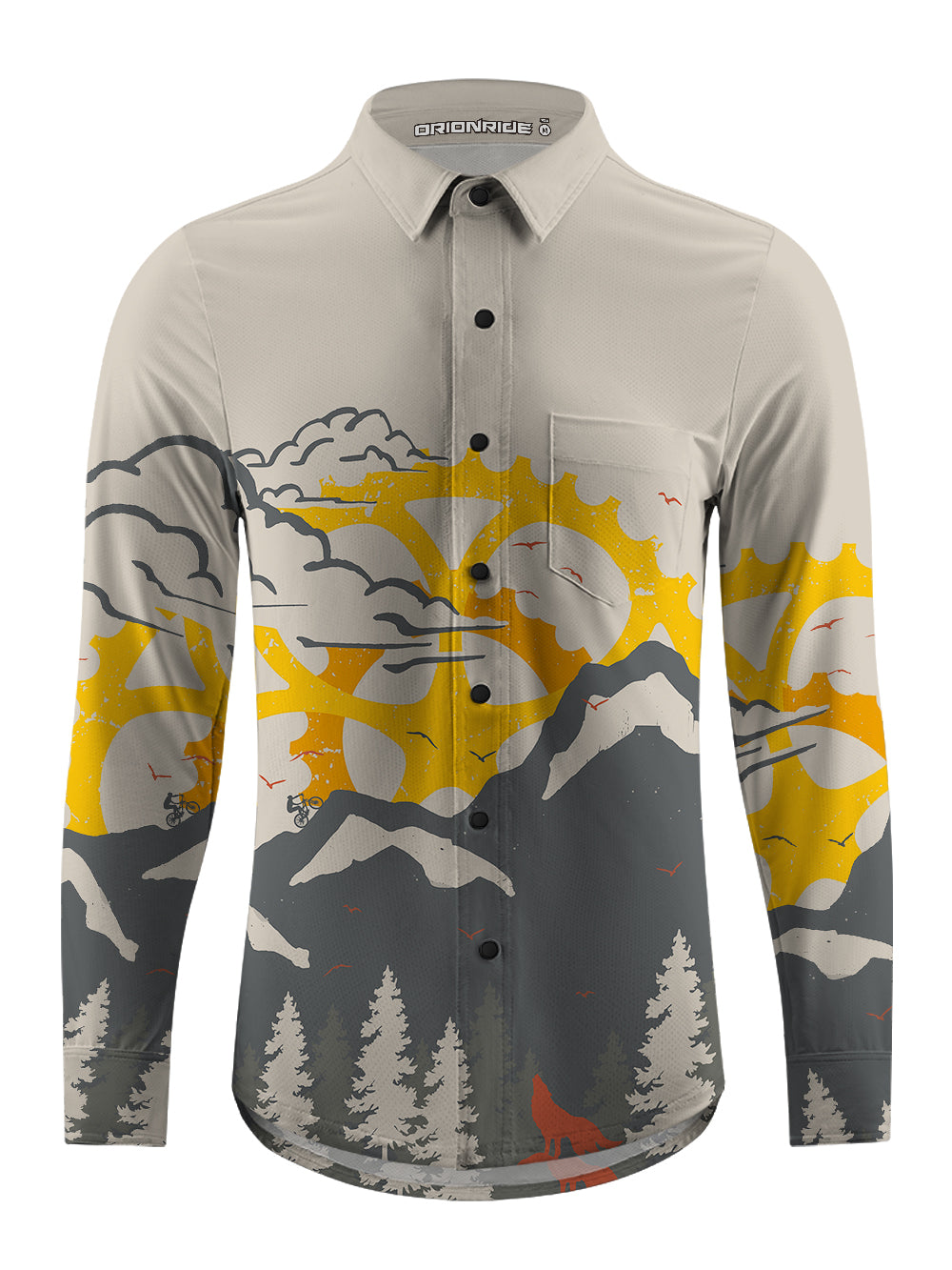 Orionride Mountain Inspired Men's Stretchy Breathable Long Sleeve Gravel Shirt