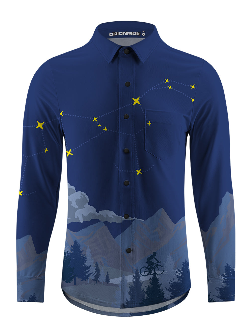 Orionride Cycling Under The Stars Men's Stretchy Breathable Long Sleeve Gravel Shirt