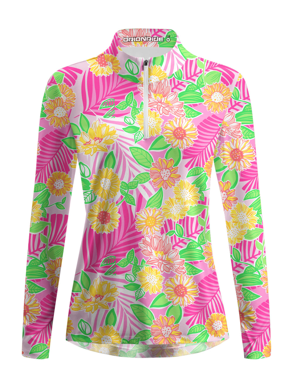 Orionride Tropical Style Women's Quarter Zipper Long Sleeve Jersey