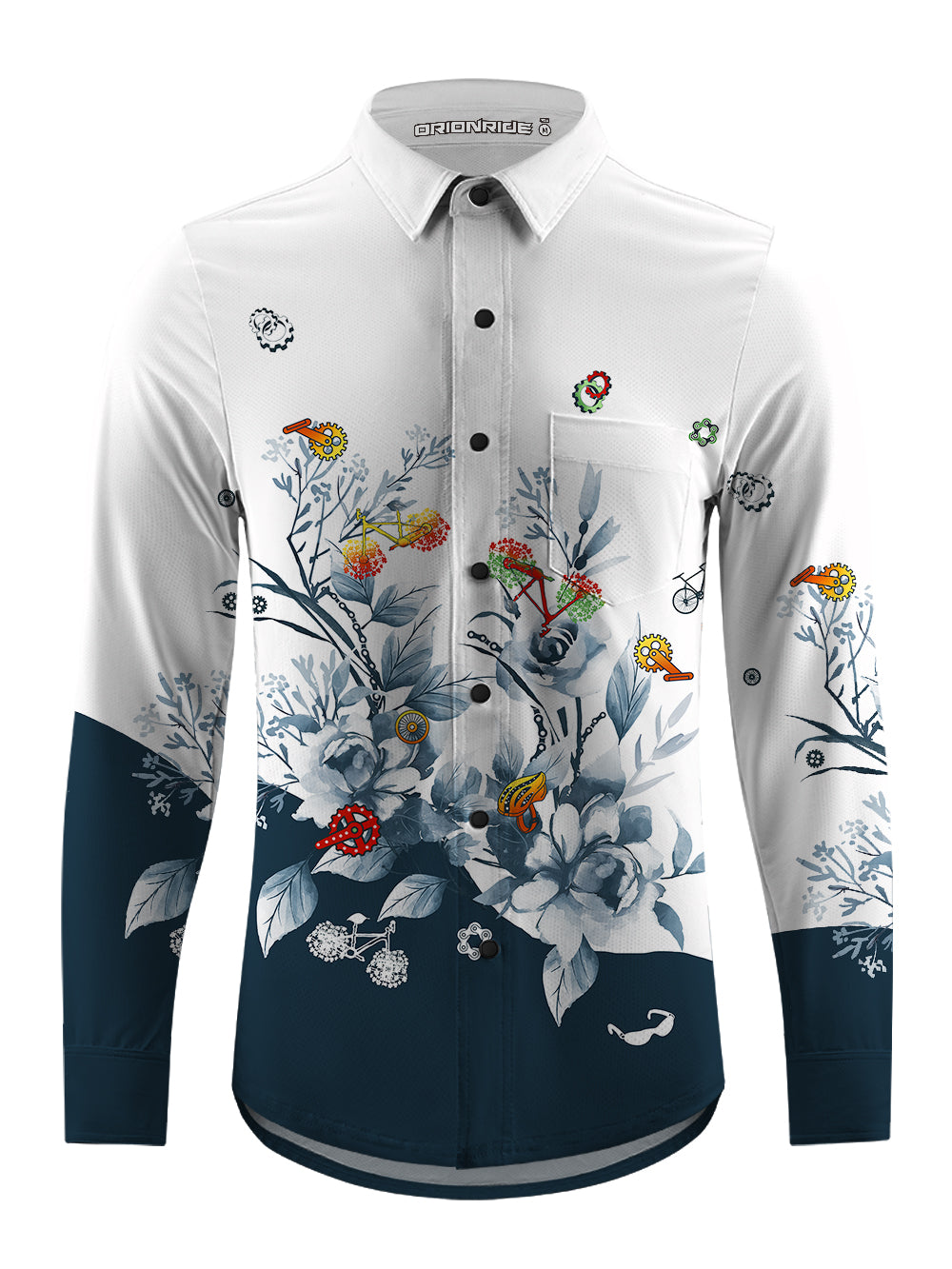 Orionride Ink Painting Men's Stretchy Breathable Long Sleeve Gravel Shirt