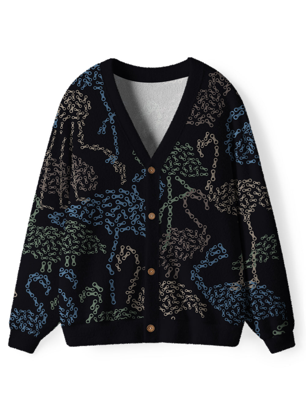 Orionride Chain Flamingos Men's Cardigan Knit Sweaters