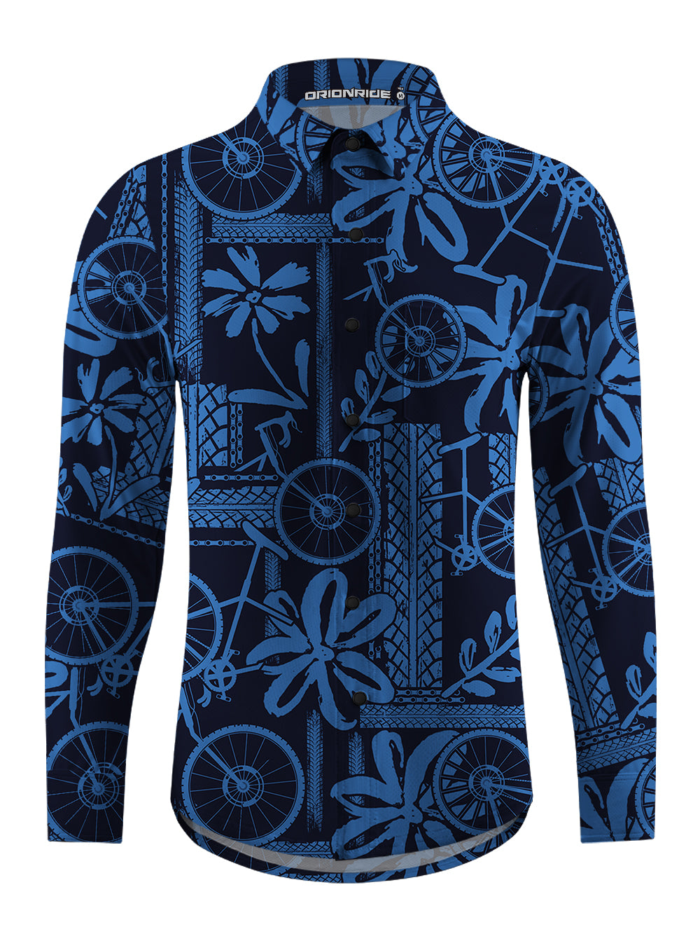 Orionride Wheel Marks Men's Stretchy Breathable Long Sleeve Gravel Shirt