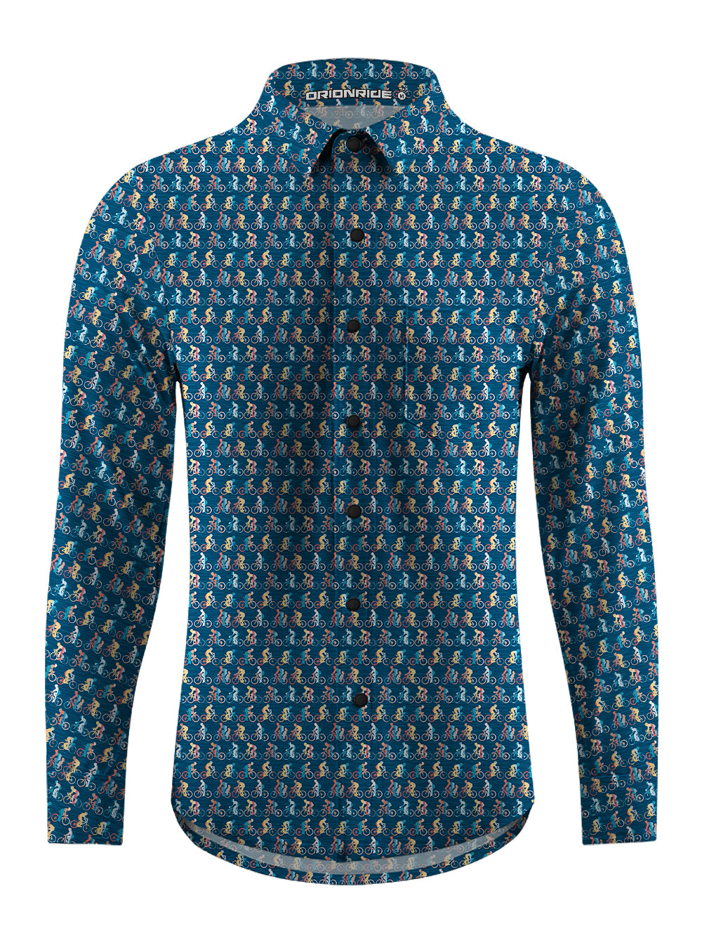 Orionride Colorful Cyclists Men's Stretchy Breathable Long Sleeve Gravel Shirt