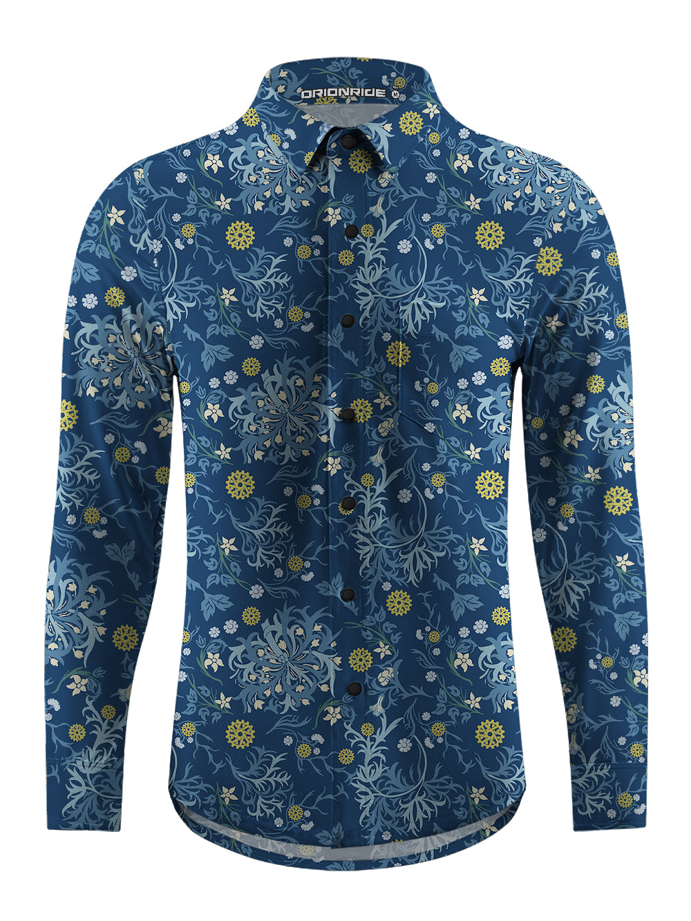 Orionride Leafy Gears Men's Stretchy Breathable Long Sleeve Gravel Shirt