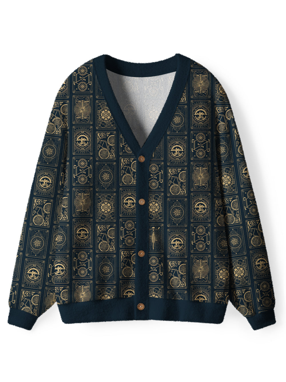 Orionride Bicycle Cards Men's Cardigan Knit Sweaters