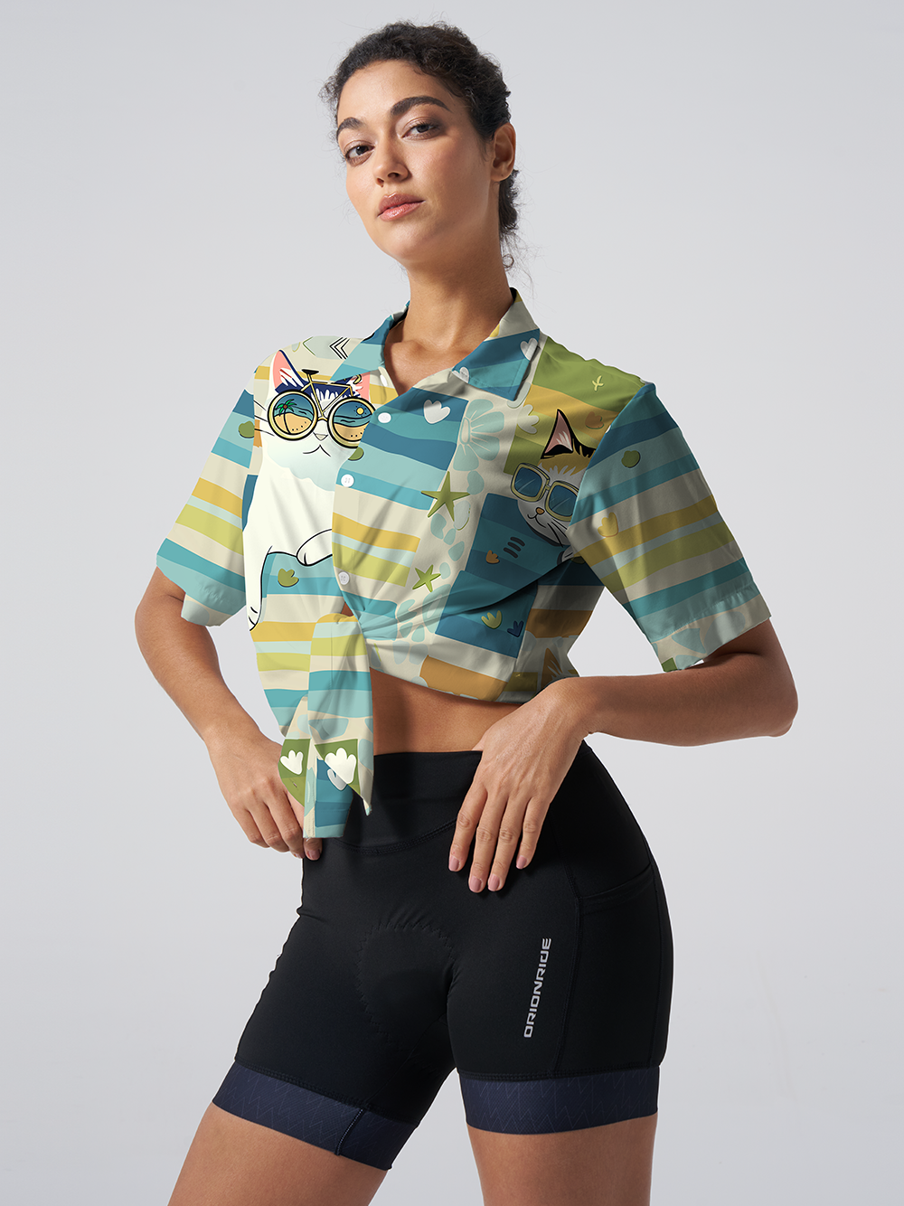 Orionride Four Cats Zipper Pockets Ultra Lightweight Short Sleeves Women's Gravel Shirt