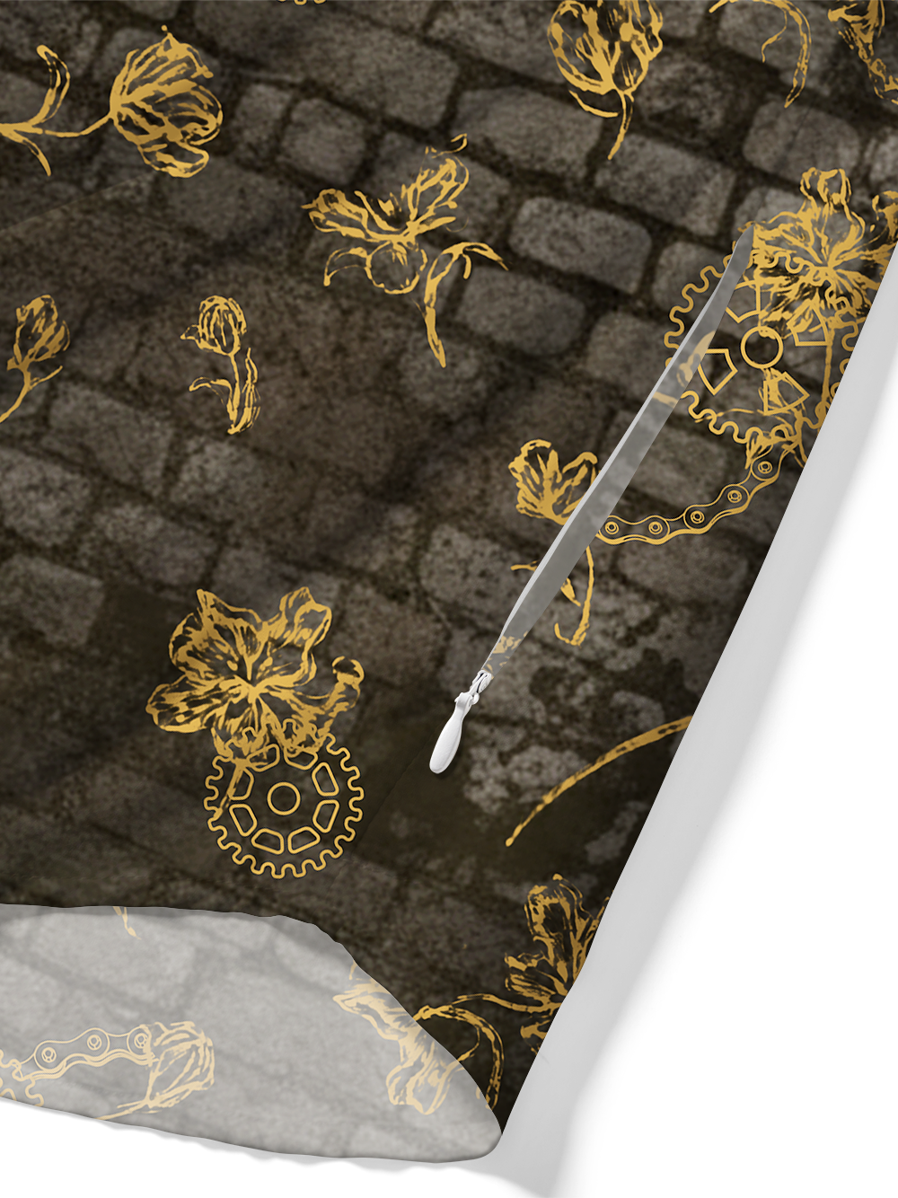 Orionride Brick Wall Flowers Zipper Pockets Ultra Lightweight Short Sleeves Gravel Shirt