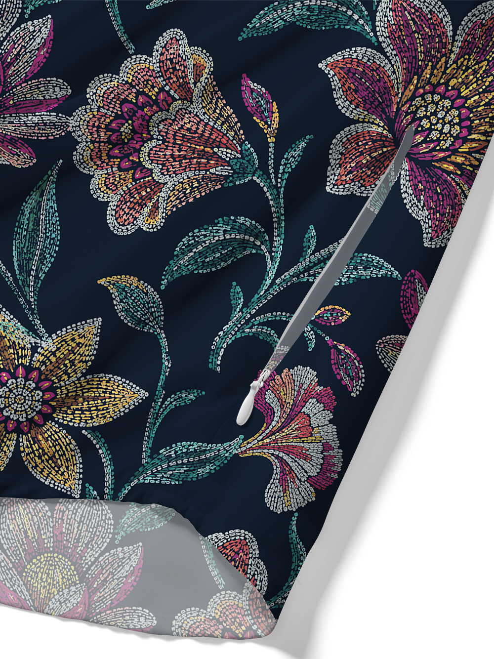 Orionride Beaded Floral Zipper Pockets Ultra Lightweight Short Sleeves Gravel Shirt