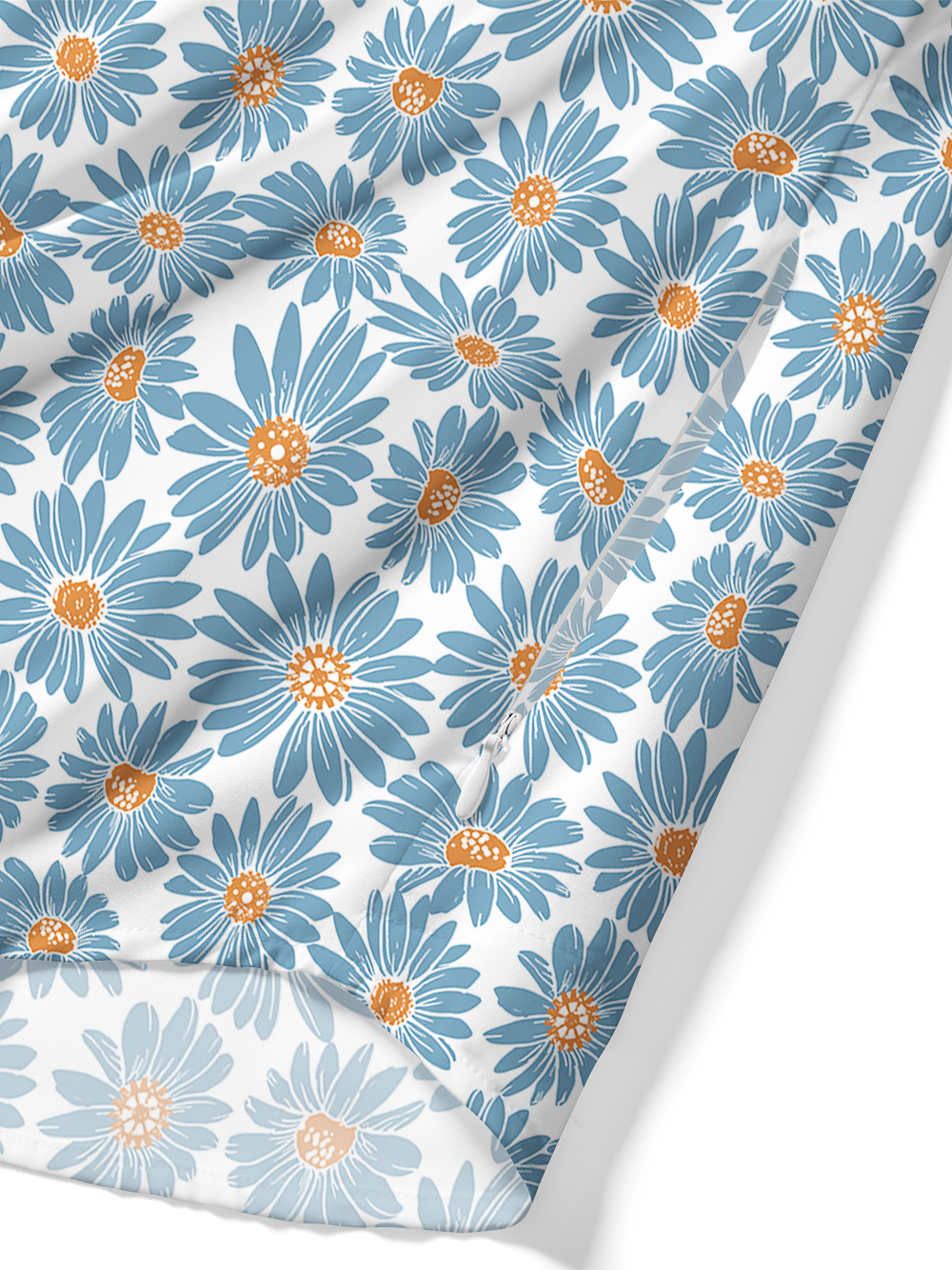 Orionride Blue Daisy Zipper Pockets Ultra Lightweight Short Sleeves Gravel Shirt