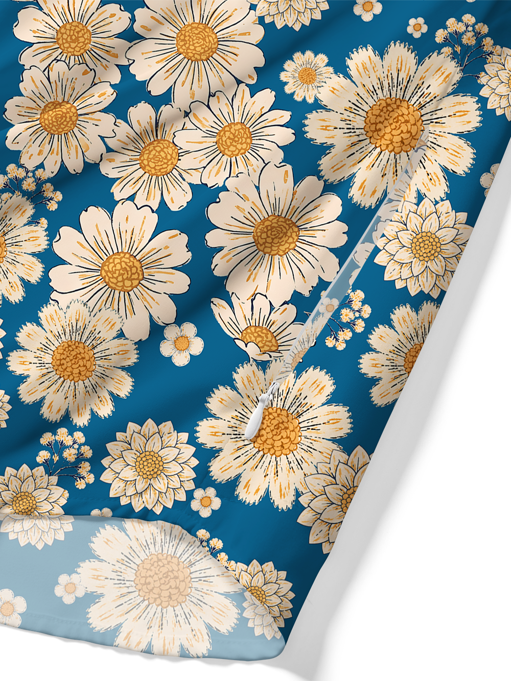 Orionride Blue Daisy Field Zipper Pockets Ultra Lightweight Short Sleeves Gravel Shirt