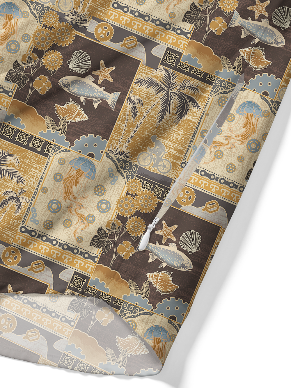 Orionride Ocean Mural Zipper Pockets Ultra Lightweight Short Sleeves Gravel Shirt