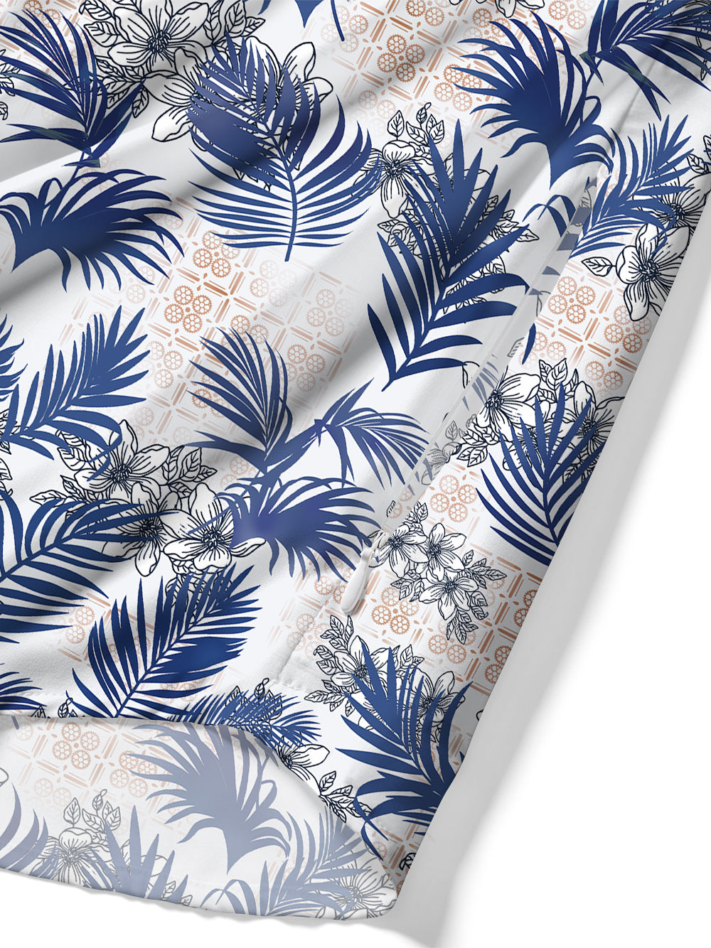 Orionride Blue Leaves Zipper Pockets Ultra Lightweight Short Sleeves Gravel Shirt