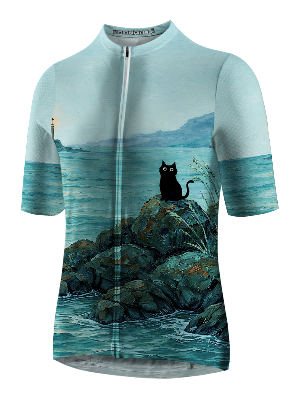 Orionride Curious Black Cat Short Sleeves Cycling Jersey