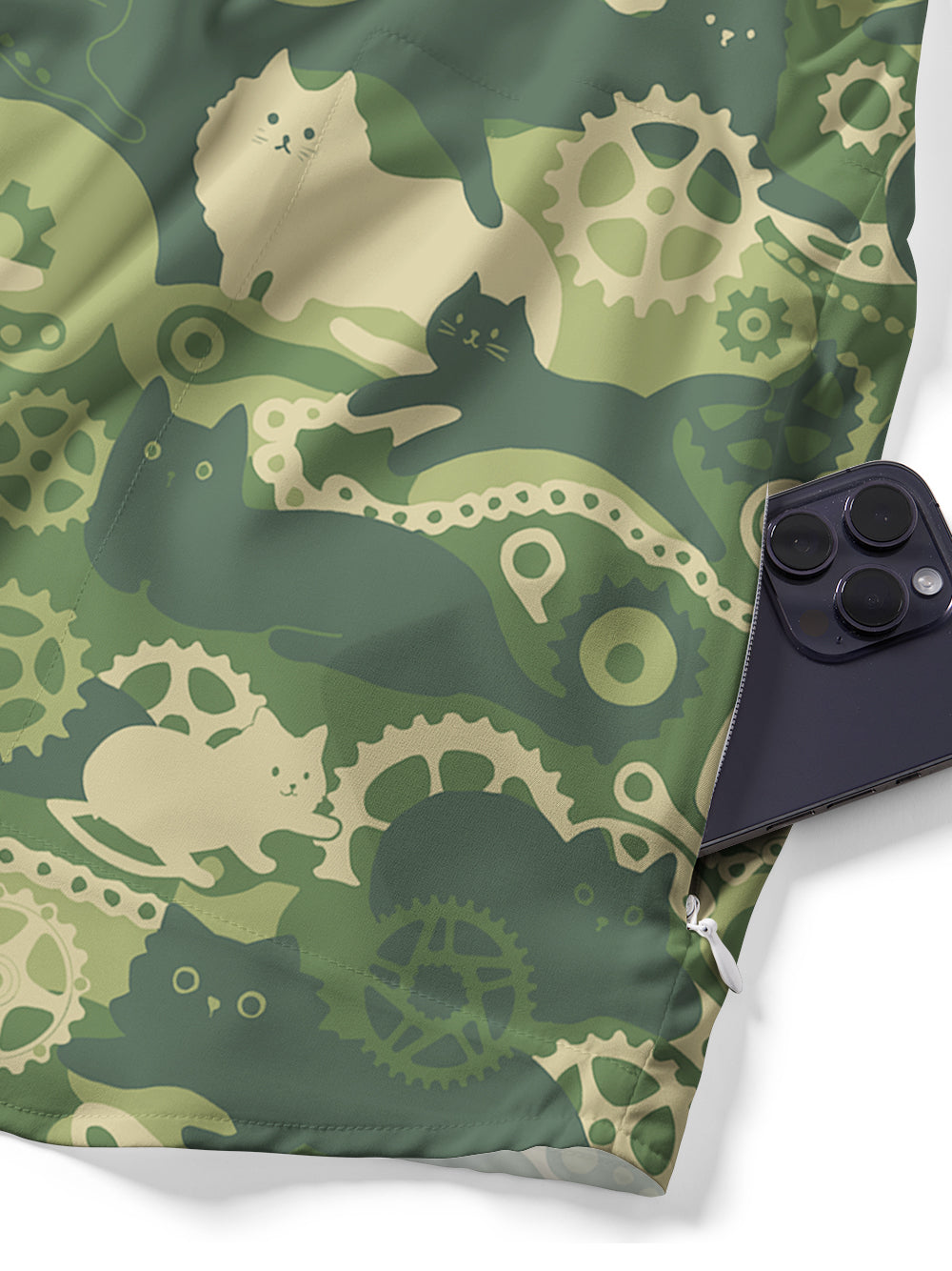 Orionride Cat Playing With Gears Zipper Pockets Ultra Lightweight Short Sleeves Gravel Shirt