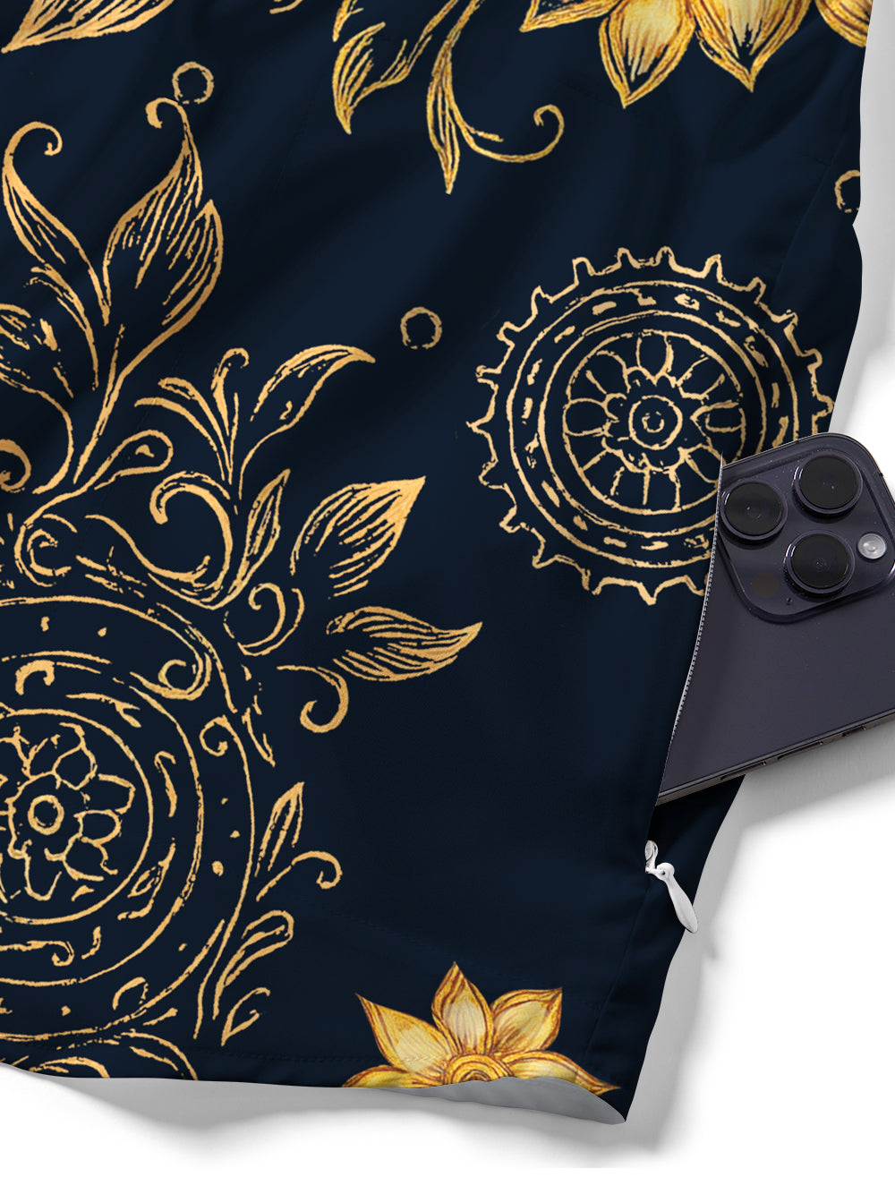 Orionride Golden Flowers Zipper Pockets Ultra Lightweight Short Sleeves Gravel Shirt