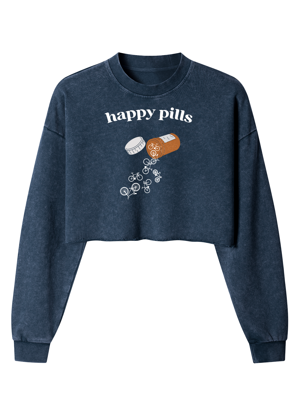Orionride Happy Pills Women's Washed Crop Sweatshirt