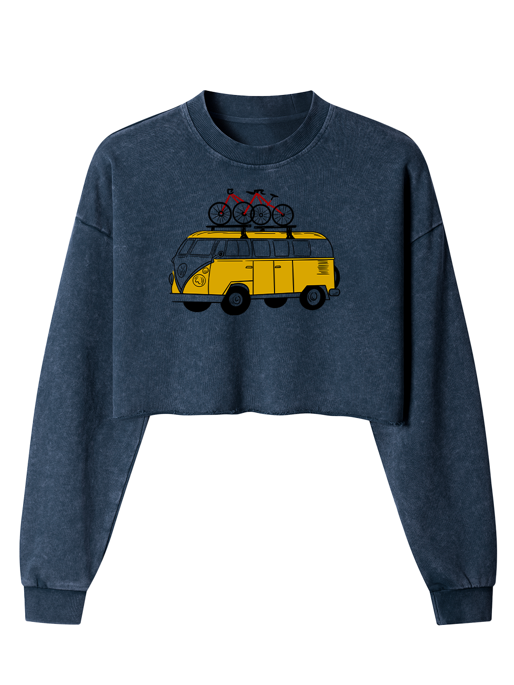 Orionride Yellow Bus Women's Washed Crop Sweatshirt