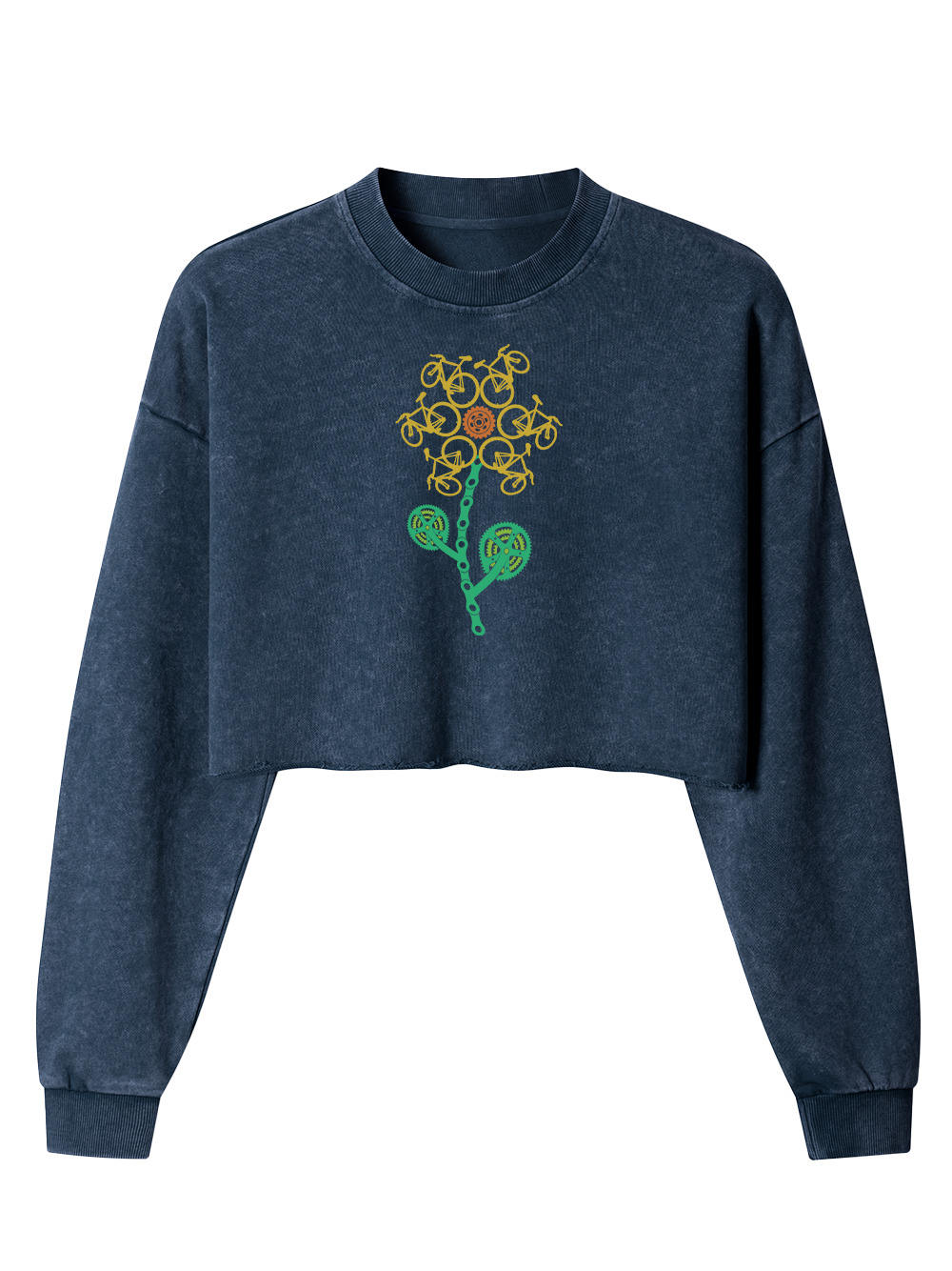 Orionride Sunflower Cycling Women's Washed Crop Sweatshirt