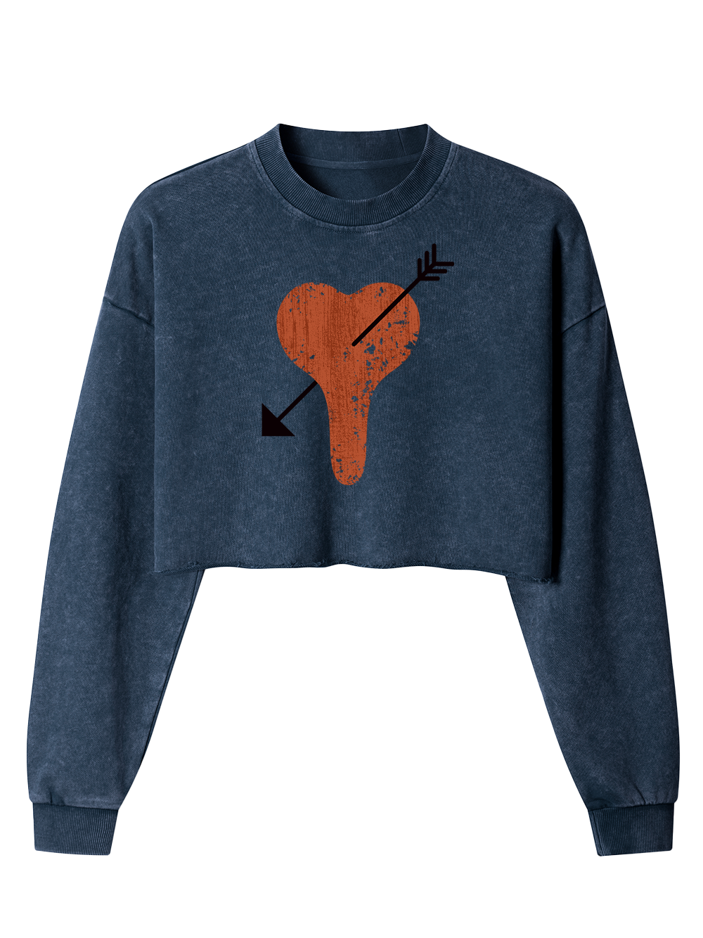 Orionride Heart-Shaped Seat Cushion Women's Washed Crop Sweatshirt