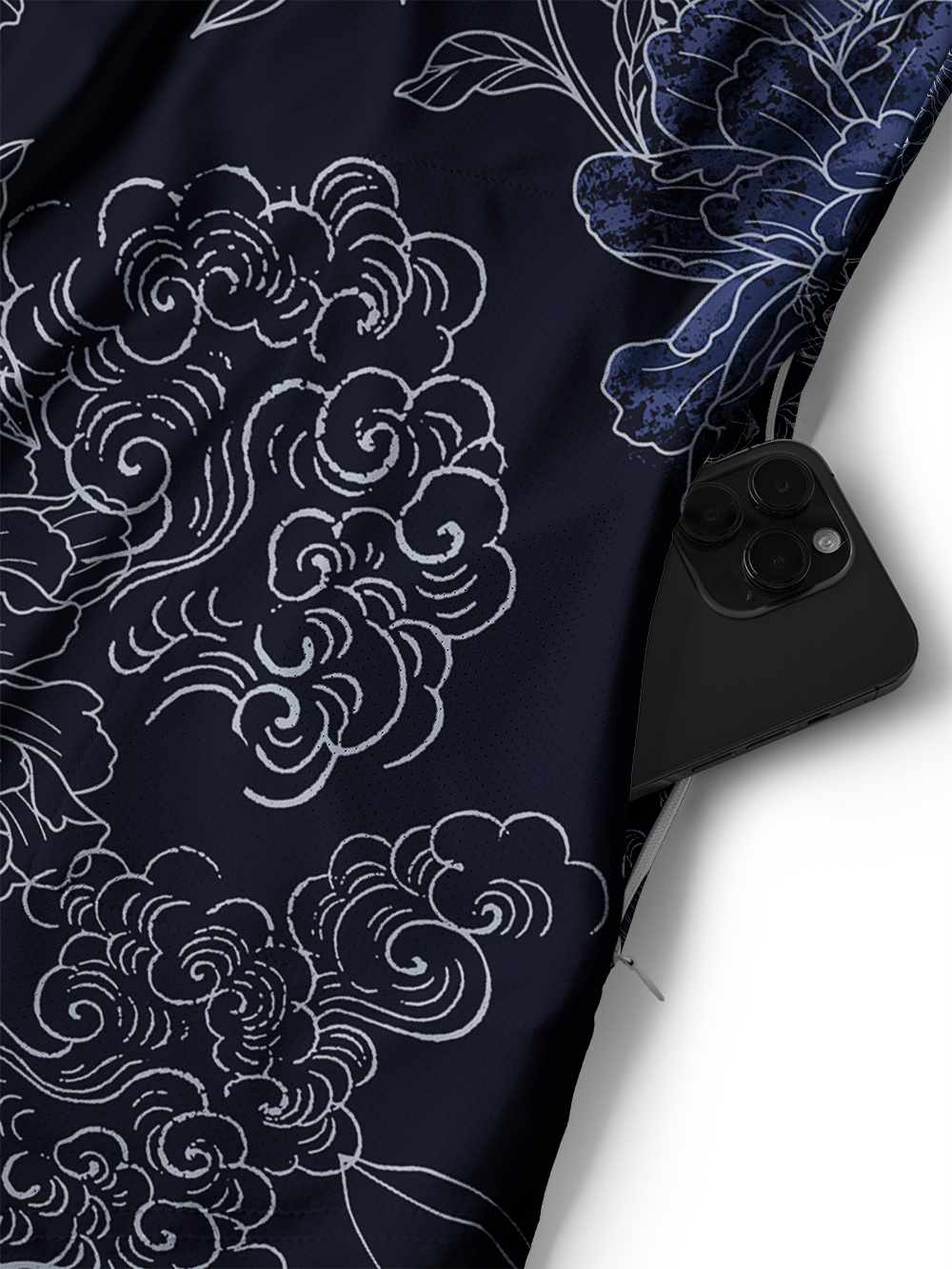 Orionride Auspicious Clouds And Flowers Men's Stretchy Breathable Long Sleeve Gravel Shirt