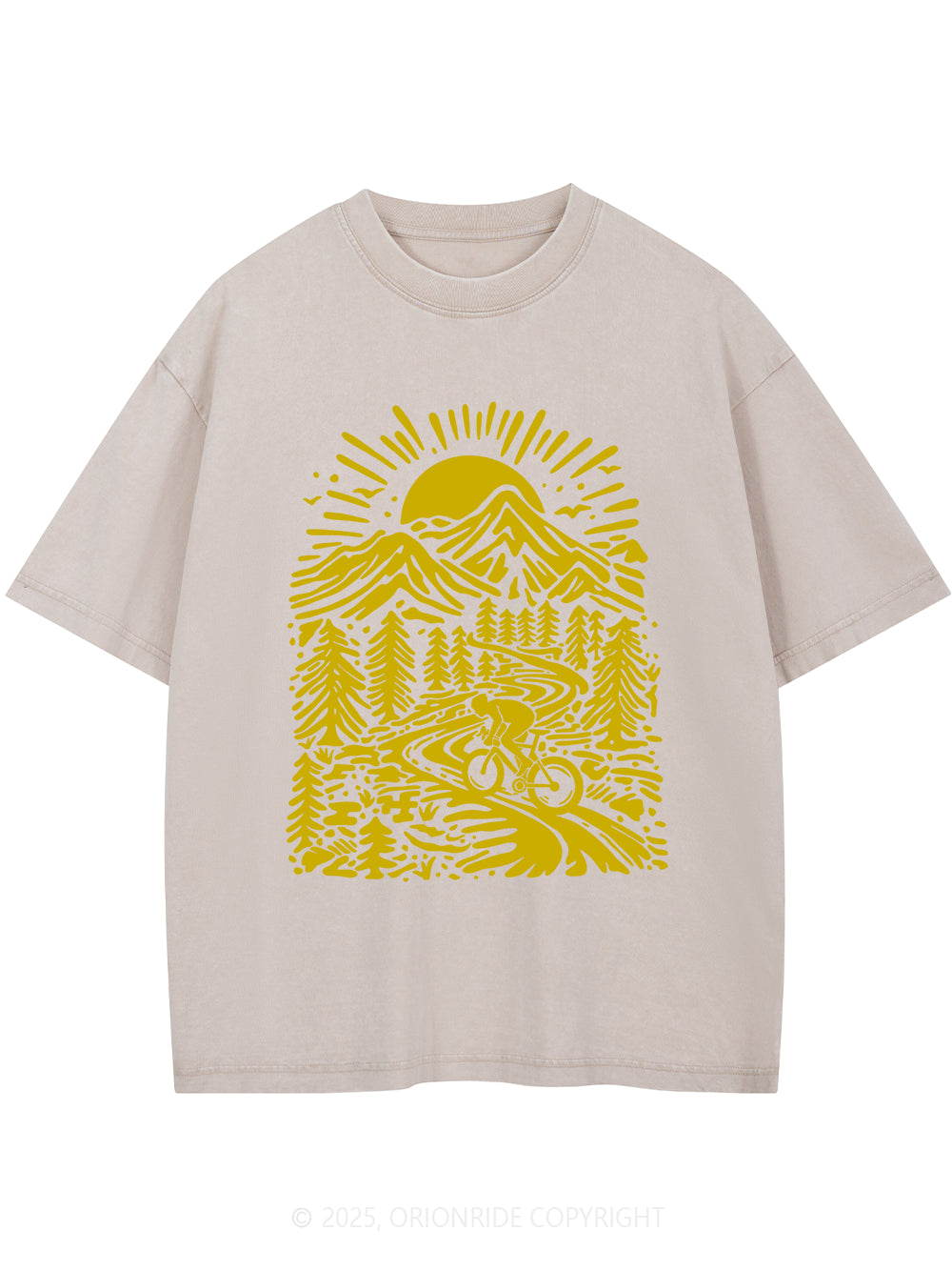 Orionride Sunrise In The Mountain Short Sleeves Bike Washed T-Shirt