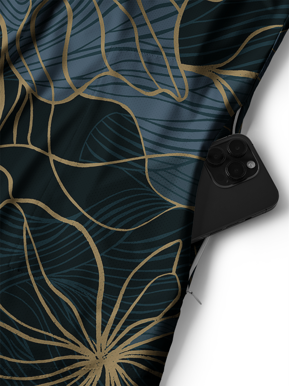 Orionride Golden Floral Men's Stretchy Breathable Long Sleeve Gravel Shirt