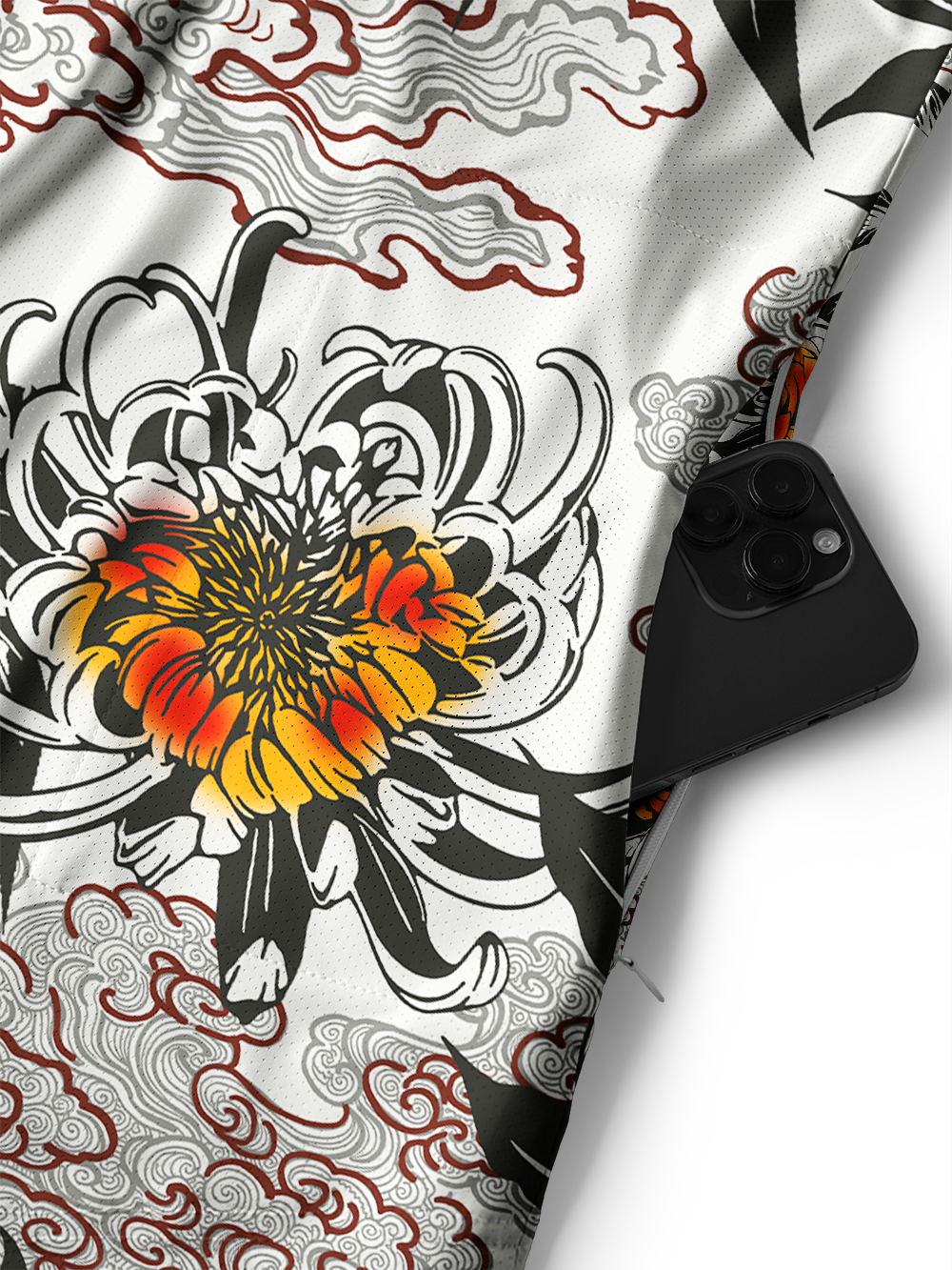 Orionride Chrysanthemums In Full Bloom Men's Stretchy Breathable Long Sleeve Gravel Shirt