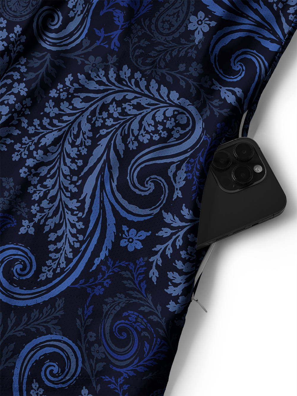 Orionride Blue Paisley Men's Stretchy Breathable Long Sleeve Gravel Shirt