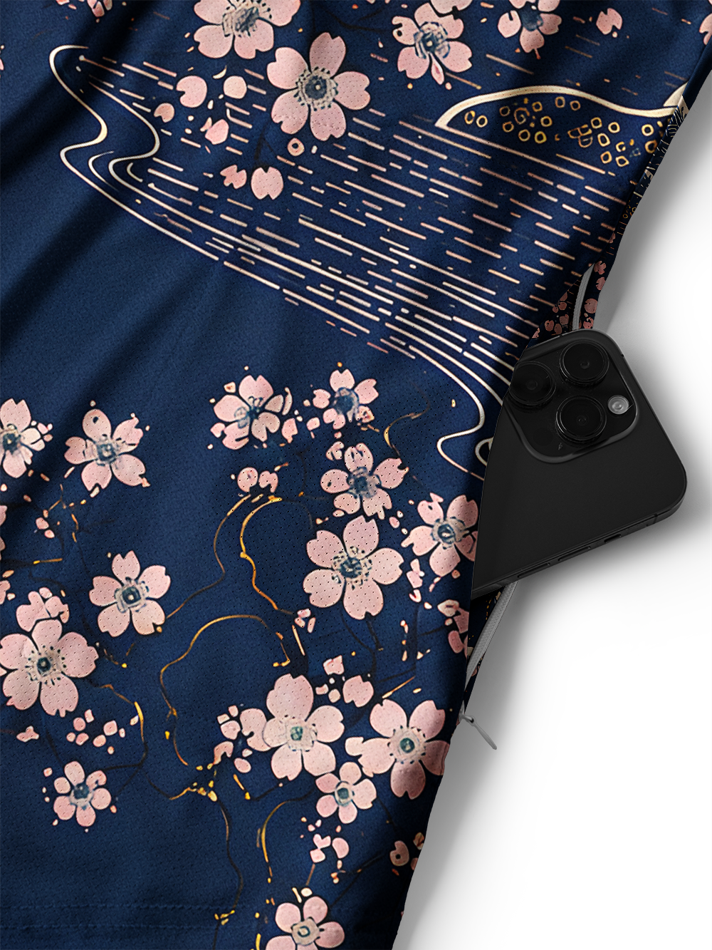Orionride Sakura Night Landscape Men's Stretchy Breathable Long Sleeve Gravel Shirt