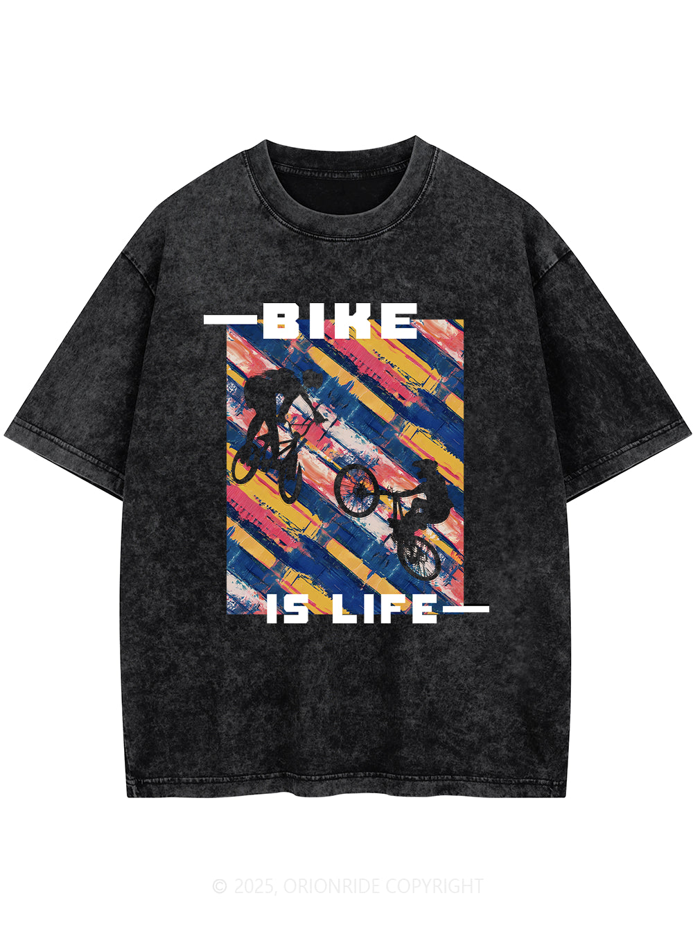 Orionride Bike Is Life Short Sleeves Bike Washed T-Shirt