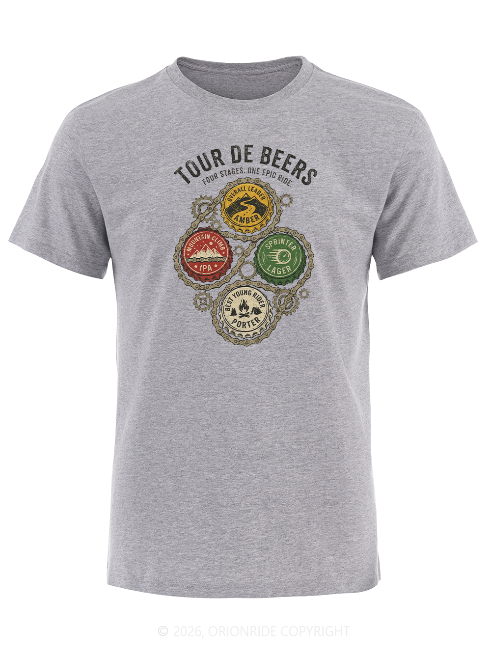 Orionride Colorful Beer Caps Short Sleeves Bike T-Shirt