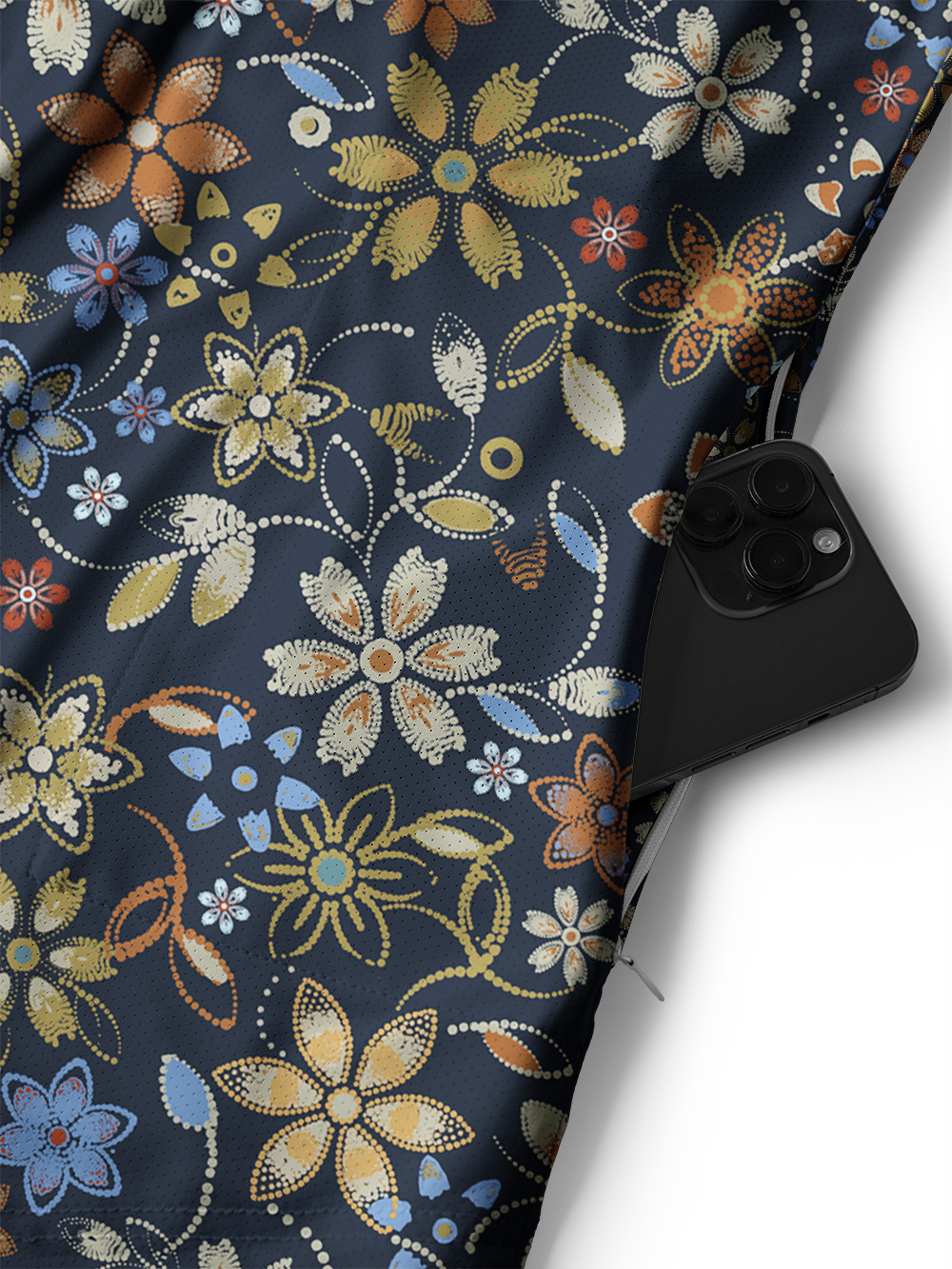 Orionride Embroidered Flower Men's Stretchy Breathable Long Sleeve Gravel Shirt