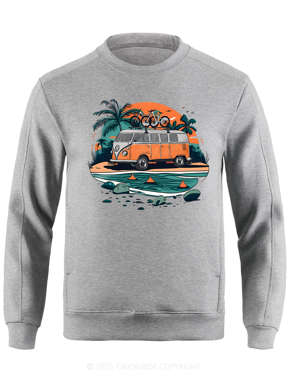 Orionride Beach Retro Car Long Sleeve Bike Sweatshirt
