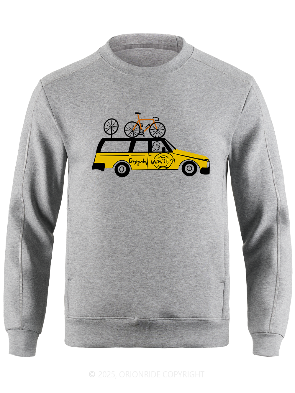 Orionride Yellow Car Long Sleeve Bike Sweatshirt