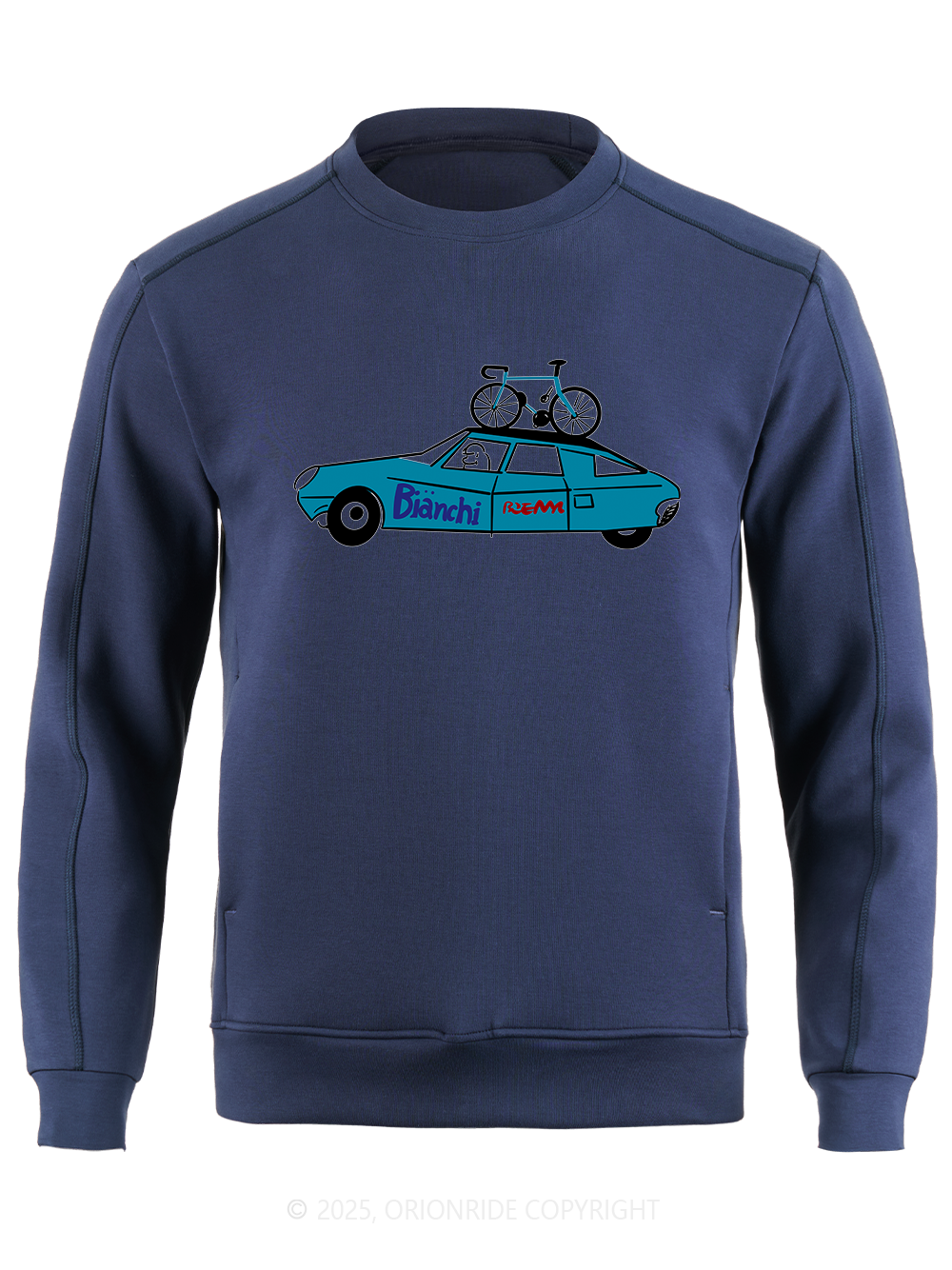 Orionride Blue Car Long Sleeve Bike Sweatshirt