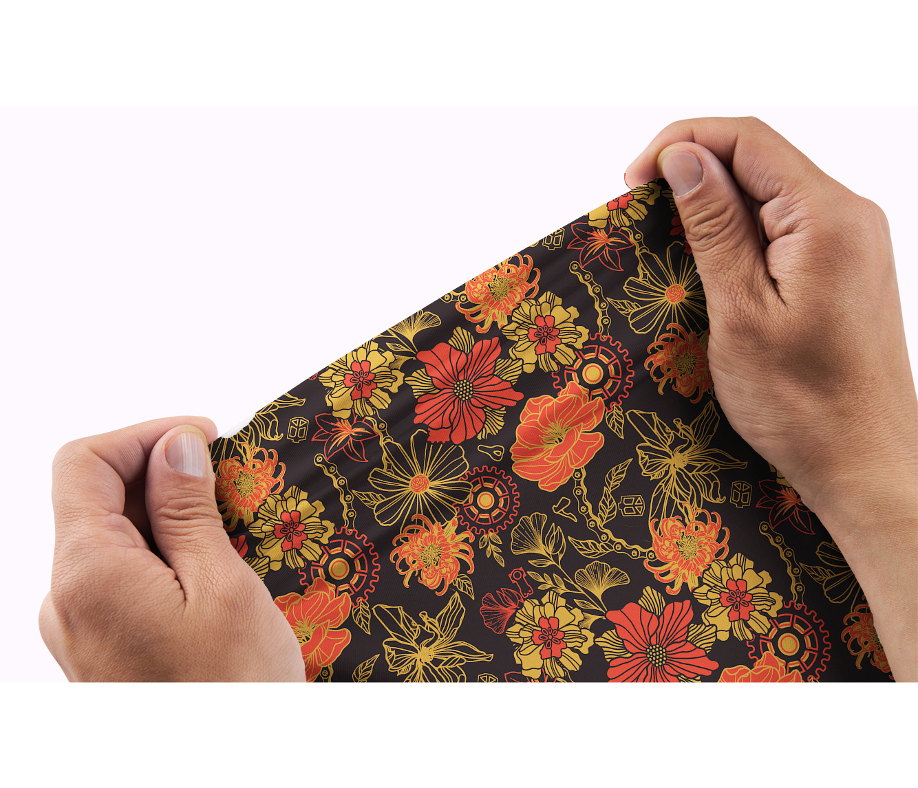 Orionride Vibrant Gear-Shaped Flowers Men's Polo Shirt
